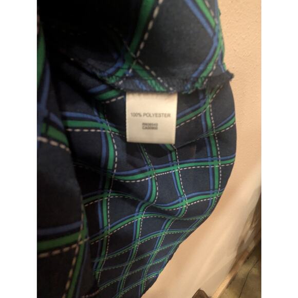 Pretty geometric striped shell/tank in navy & green by Van Husen size Large - Picture 3 of 7